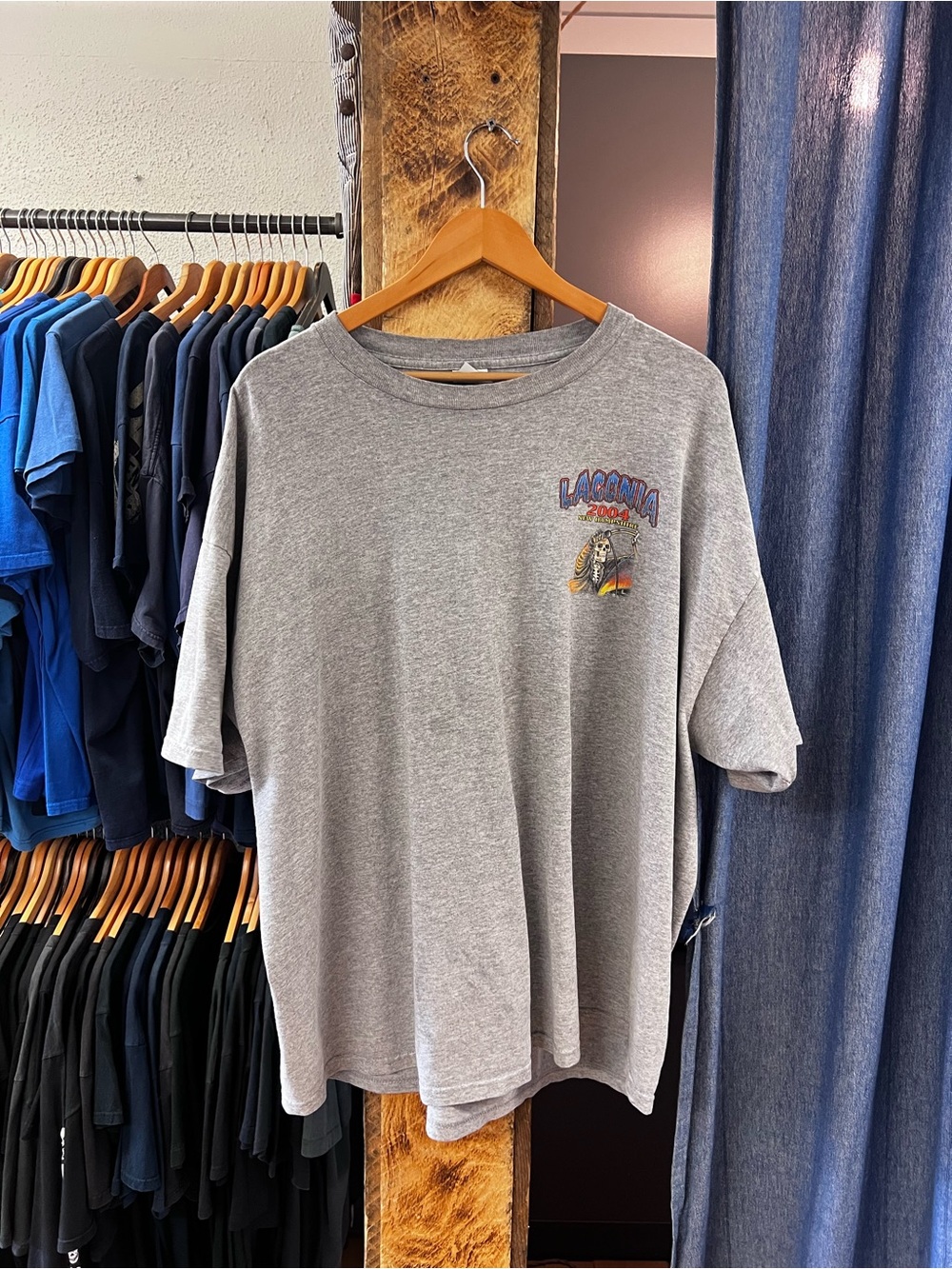 Vintage 2004 Laconia Back For A Week Grey Graphic T-shirt